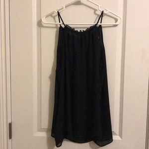 Loft Navy Tie Back Chiffon Tank - Large